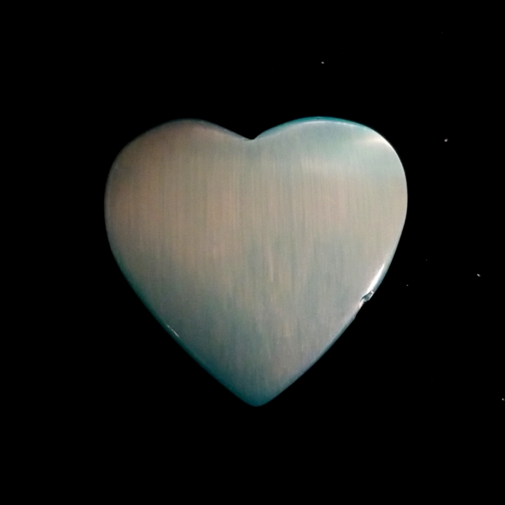 Blue & White Cats Eye Heart Palm Stone